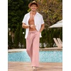 image:imageCOOFANDY Mens Linen Pant Elastic Waist Linen Pants Drawstring Summer Beach PantA Pink