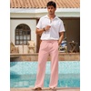 image:imageCOOFANDY Mens Linen Pant Elastic Waist Linen Pants Drawstring Summer Beach PantA Pink