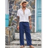 image:imageCOOFANDY Mens Linen Pant Elastic Waist Linen Pants Drawstring Summer Beach PantA Royal Blue