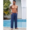 image:imageCOOFANDY Mens Linen Pant Elastic Waist Linen Pants Drawstring Summer Beach PantA Royal Blue