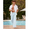 image:imageCOOFANDY Mens Linen Pant Elastic Waist Linen Pants Drawstring Summer Beach PantA Sky Blue