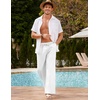image:imageCOOFANDY Mens Linen Pant Elastic Waist Linen Pants Drawstring Summer Beach PantA White