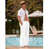 image:imageCOOFANDY Mens Linen Pant Elastic Waist Linen Pants Drawstring Summer Beach PantA White