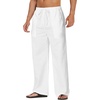 image:imageCOOFANDY Mens Linen Pant Elastic Waist Linen Pants Drawstring Summer Beach PantA White