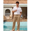 image:imageCOOFANDY Mens Linen Pant Elastic Waist Linen Pants Drawstring Summer Beach PantB Dark Khaki