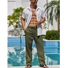 image:imageCOOFANDY Mens Linen Pants Casual Beach Summer Pant Elastic Waist Drawstring Lightweight TrousersArmy Green