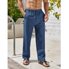 image:imageCOOFANDY Mens Linen Pants Casual Beach Summer Pant Elastic Waist Drawstring Lightweight TrousersBlue