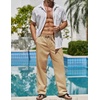 image:imageCOOFANDY Mens Linen Pants Casual Beach Summer Pant Elastic Waist Drawstring Lightweight TrousersDark Khaki