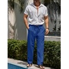image:imageCOOFANDY Mens Linen Pants Casual Beach Summer Pant Elastic Waist Drawstring Lightweight TrousersDeep Blue