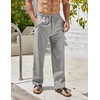 image:imageCOOFANDY Mens Linen Pants Casual Beach Summer Pant Elastic Waist Drawstring Lightweight TrousersGrey
