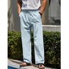 image:imageCOOFANDY Mens Linen Pants Casual Beach Summer Pant Elastic Waist Drawstring Lightweight TrousersLight Blue