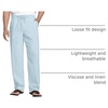 image:imageCOOFANDY Mens Linen Pants Casual Beach Summer Pant Elastic Waist Drawstring Lightweight TrousersLight Blue