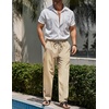 image:imageCOOFANDY Mens Linen Pants Casual Beach Summer Pant Elastic Waist Drawstring Lightweight TrousersLight Coffe