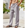 image:imageCOOFANDY Mens Linen Pants Casual Beach Summer Pant Elastic Waist Drawstring Lightweight TrousersLight Grey