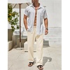 image:imageCOOFANDY Mens Linen Pants Casual Beach Summer Pant Elastic Waist Drawstring Lightweight TrousersLight Khaki