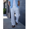 image:imageCOOFANDY Mens Linen Pants Casual Beach Summer Pant Elastic Waist Drawstring Lightweight TrousersWhite