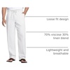 image:imageCOOFANDY Mens Linen Pants Casual Beach Summer Pant Elastic Waist Drawstring Lightweight TrousersWhite