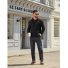 image:imageCOOFANDY Mens Long Sleeve Polo Shirts Classic Casual Button Polo Tee Lightweight Collared Golf Shirt01black