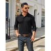 image:imageCOOFANDY Mens Long Sleeve Polo Shirts Classic Casual Button Polo Tee Lightweight Collared Golf Shirt01black