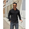 image:imageCOOFANDY Mens Long Sleeve Polo Shirts Classic Casual Button Polo Tee Lightweight Collared Golf Shirt01black