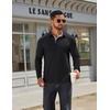 image:imageCOOFANDY Mens Long Sleeve Polo Shirts Classic Casual Button Polo Tee Lightweight Collared Golf Shirt02black