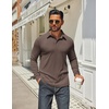 image:imageCOOFANDY Mens Long Sleeve Polo Shirts Classic Casual Button Polo Tee Lightweight Collared Golf ShirtBrown