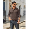 image:imageCOOFANDY Mens Long Sleeve Polo Shirts Classic Casual Button Polo Tee Lightweight Collared Golf ShirtBrown