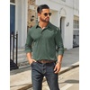 image:imageCOOFANDY Mens Long Sleeve Polo Shirts Classic Casual Button Polo Tee Lightweight Collared Golf ShirtDark Army Green