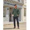 image:imageCOOFANDY Mens Long Sleeve Polo Shirts Classic Casual Button Polo Tee Lightweight Collared Golf ShirtDark Army Green