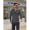 image:imageCOOFANDY Mens Long Sleeve Polo Shirts Classic Casual Button Polo Tee Lightweight Collared Golf ShirtDark Grey