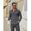 image:imageCOOFANDY Mens Long Sleeve Polo Shirts Classic Casual Button Polo Tee Lightweight Collared Golf ShirtDark Grey
