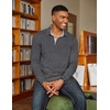image:imageCOOFANDY Mens Long Sleeve Polo Shirts Classic Casual Button Polo Tee Lightweight Collared Golf ShirtDark Grey