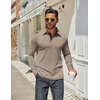 image:imageCOOFANDY Mens Long Sleeve Polo Shirts Classic Casual Button Polo Tee Lightweight Collared Golf ShirtKhaki
