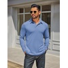 image:imageCOOFANDY Mens Long Sleeve Polo Shirts Classic Casual Button Polo Tee Lightweight Collared Golf ShirtLight Blue