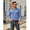 image:imageCOOFANDY Mens Long Sleeve Polo Shirts Classic Casual Button Polo Tee Lightweight Collared Golf ShirtLight Blue