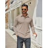 image:imageCOOFANDY Mens Long Sleeve Polo Shirts Classic Casual Button Polo Tee Lightweight Collared Golf ShirtLight Khaki