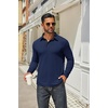 image:imageCOOFANDY Mens Long Sleeve Polo Shirts Classic Casual Button Polo Tee Lightweight Collared Golf ShirtNavy Blue