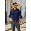 image:imageCOOFANDY Mens Long Sleeve Polo Shirts Classic Casual Button Polo Tee Lightweight Collared Golf ShirtNavy Blue