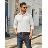 image:imageCOOFANDY Mens Long Sleeve Polo Shirts Classic Casual Button Polo Tee Lightweight Collared Golf ShirtWhite