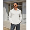 image:imageCOOFANDY Mens Long Sleeve Polo Shirts Classic Casual Button Polo Tee Lightweight Collared Golf ShirtWhite