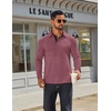 image:imageCOOFANDY Mens Long Sleeve Polo Shirts Classic Casual Button Polo Tee Lightweight Collared Golf ShirtWine Red