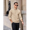 image:imageCOOFANDY Mens Mock Turtleneck Ribbed Knit Pullover Sweater Casual Lightweight Slim fit Dress Sweater TeeBeige