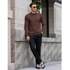 image:imageCOOFANDY Mens Mock Turtleneck Ribbed Knit Pullover Sweater Casual Lightweight Slim fit Dress Sweater TeeBrown