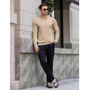 image:imageCOOFANDY Mens Mock Turtleneck Ribbed Knit Pullover Sweater Casual Lightweight Slim fit Dress Sweater TeeLight Khaki