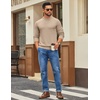 image:imageCOOFANDY Mens Mock Turtleneck Ribbed Knit Pullover Sweater Casual Lightweight Slim fit Dress Sweater TeeLight Khaki