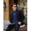 image:imageCOOFANDY Mens Mock Turtleneck Ribbed Knit Pullover Sweater Casual Lightweight Slim fit Dress Sweater TeeNavy Blue