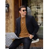 image:imageCOOFANDY Mens Mock Turtleneck Ribbed Knit Pullover Sweater Casual Lightweight Slim fit Dress Sweater TeeTurmeric