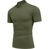 image:imageCOOFANDY Mens Mock Turtleneck Short Sleeve Casual Stretch SweaterArmy Green