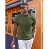image:imageCOOFANDY Mens Mock Turtleneck Short Sleeve Casual Stretch SweaterArmy Green