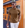 image:imageCOOFANDY Mens Mock Turtleneck Short Sleeve Casual Stretch SweaterBrown